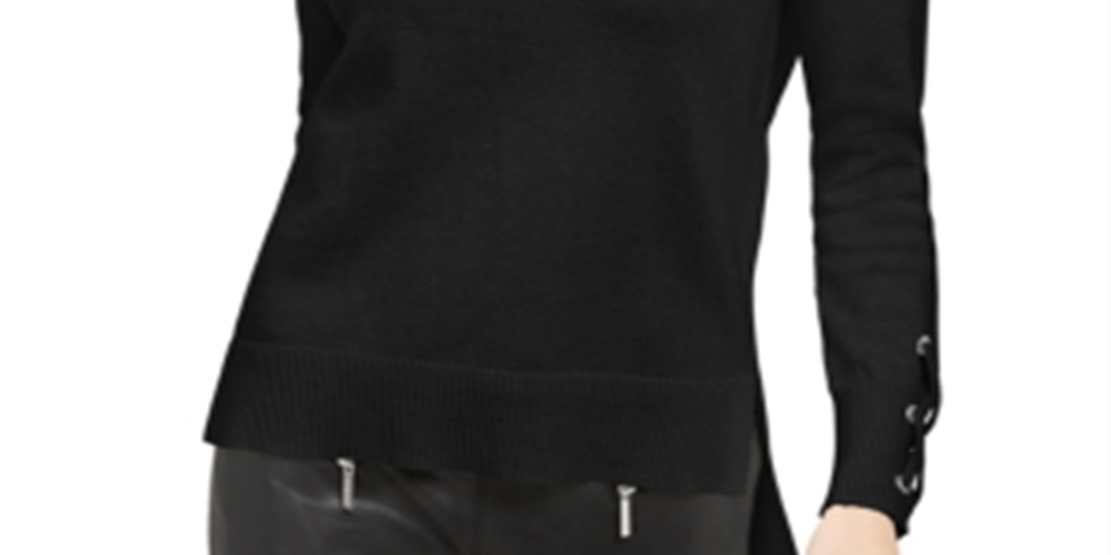 Michael Kors Women's Tie Sleeve Sweater Black Size XX-Large