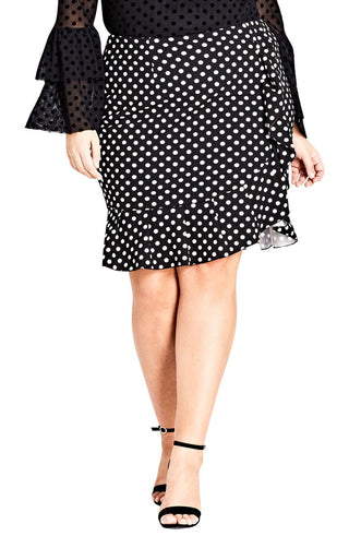 City Chic Women's Trendy Plus Ruffled Faux Wrap Skirt Black Size 18W