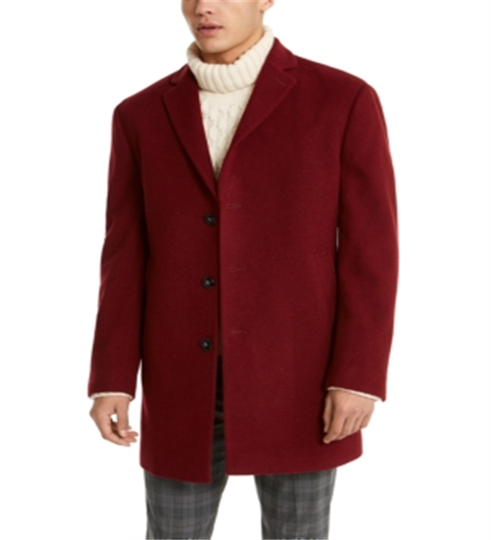 Calvin Klein Men's Prosper X Fit Overcoat Red Size 46