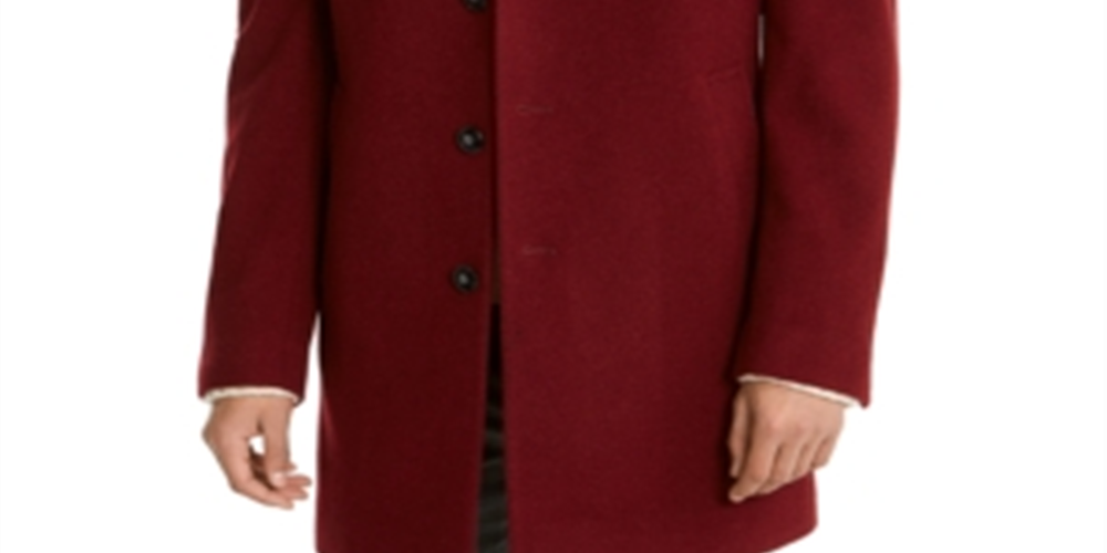 Calvin Klein Men's Prosper X Fit Overcoat Red Size 46