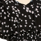 Ultra Flirt Junior's Printed Smocked Waist Peasant Blouse Black Size Large