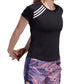 Adidas Women's Run It 3-Stripe T Shirt Black Size Large
