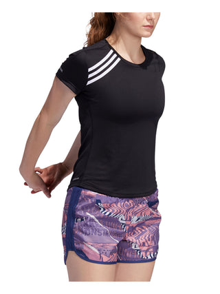 Adidas Women's Run It 3-Stripe T Shirt Black Size Large