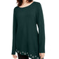 INC International Concepts Women's Rhinstone Grommet Asymmetrical Tunic Sweater Green Size Small
