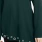 INC International Concepts Women's Rhinstone Grommet Asymmetrical Tunic Sweater Green Size Small