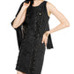 INC International Concepts Women's Faux Suede Lace Printed Sleeveless Jewel Neck Short Fit Flare Evening Dress Black Size Large