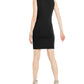 INC International Concepts Women's Faux Suede Lace Printed Sleeveless Jewel Neck Short Fit Flare Evening Dress Black Size Large