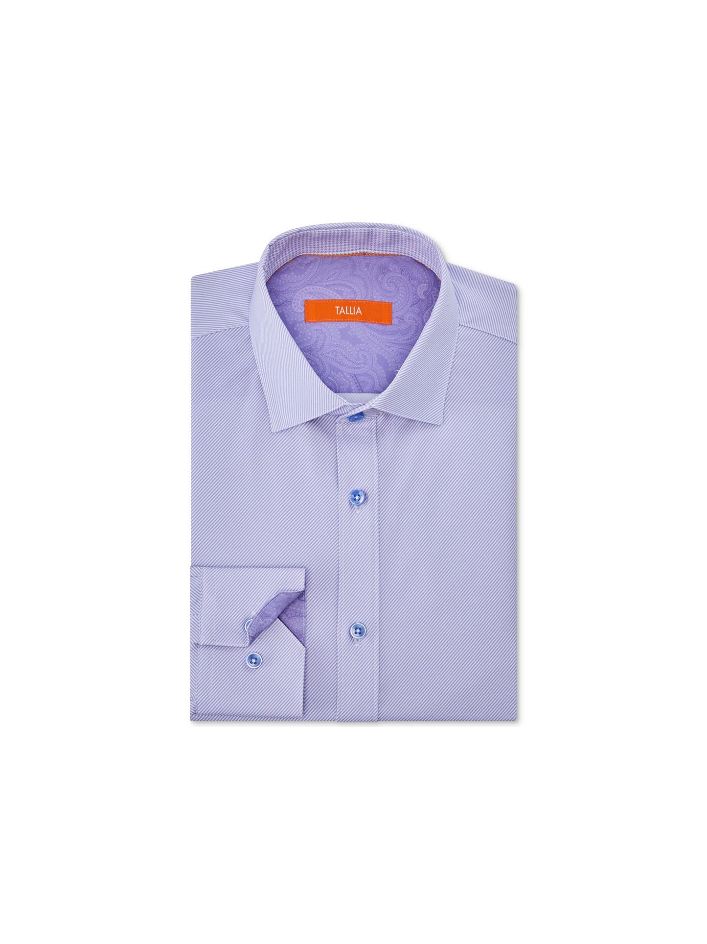 Tallia Men's Striped Collared Classic Fit Dress Shirt Purple Size 34-35