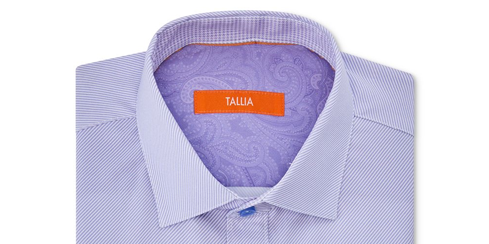 Tallia Men's Striped Collared Classic Fit Dress Shirt Purple Size 34-35