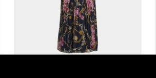 Xscape Women's Printed Short Sleeve Off Shoulder Full Length Sheath Formal Dress Blue Size 2