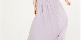 Adrianna Papell Women's Embellished Short Sleeve V Neck Maxi Sheath Evening Dress Purple Size 6