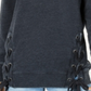 Hippie Rose Women's Lace-up Tunic Sweatshirt  Black Size XL