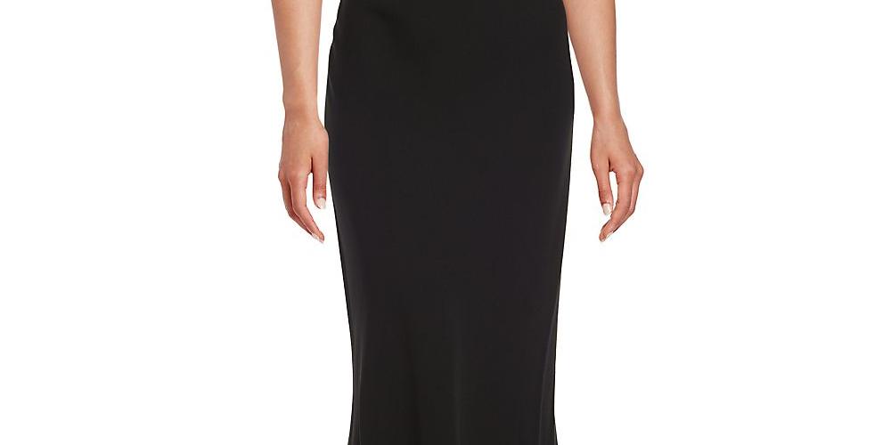 Calvin Klein Women's Sleeveless Halter Full Length Formal Sheath Dress Black Size 14