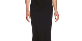 Calvin Klein Women's Sleeveless Halter Full Length Formal Sheath Dress Black Size 14