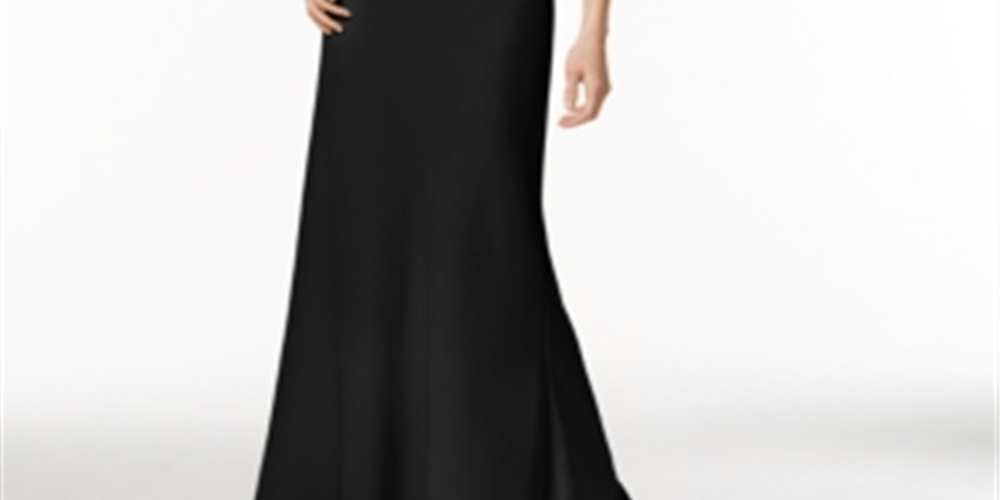 Calvin Klein Women's Sleeveless Halter Full Length Formal Sheath Dress Black Size 14