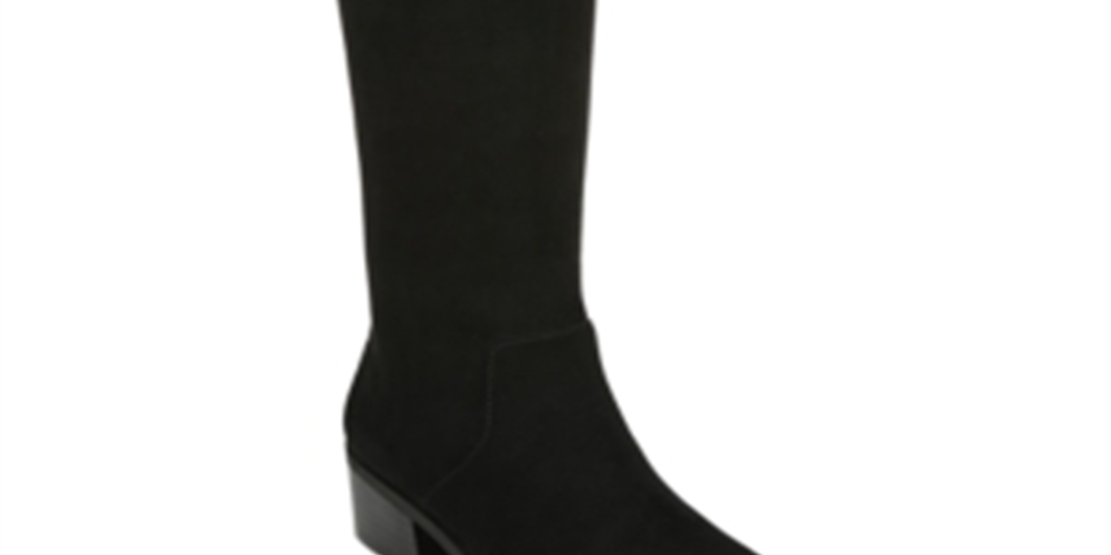 Bar III Women's Vayla Faux Suede Knee-High Riding Boots  Black Size 6.5 M