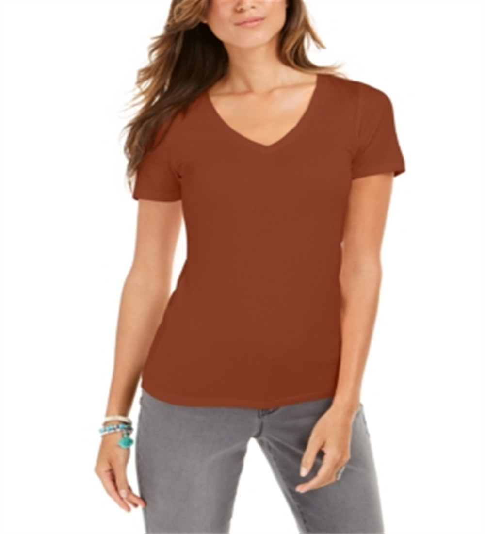 Style & Co Women's  V-Neck T-Shirt, Cre Burnt Yam Size  M