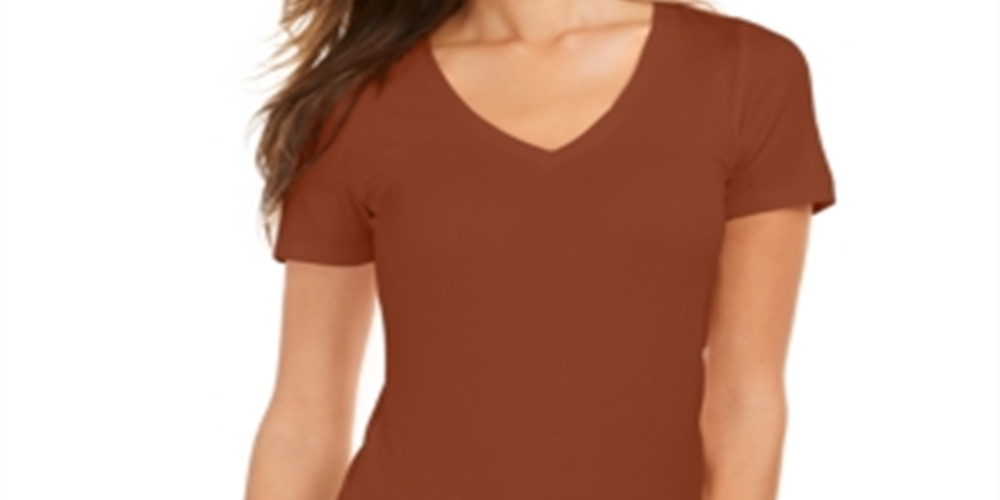 Style & Co Women's  V-Neck T-Shirt, Cre Burnt Yam Size  M