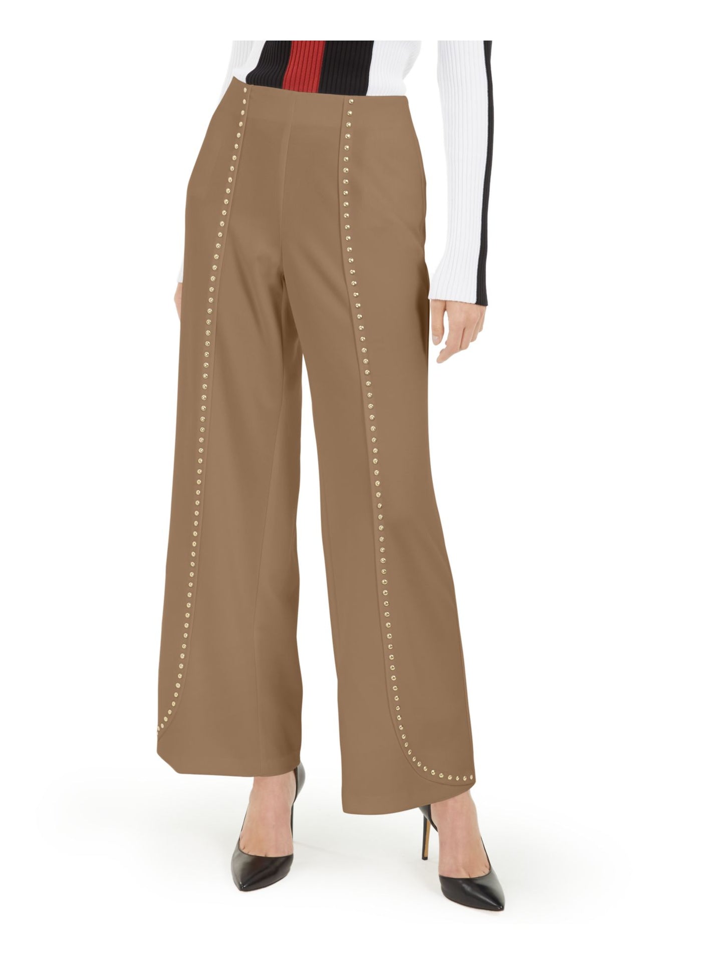 INC Women's  Embellished Evening Pants Beige Size Small