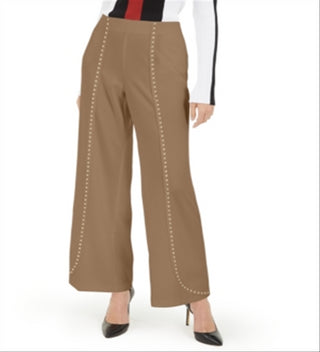 INC Women's  Embellished Evening Pants Beige Size Small