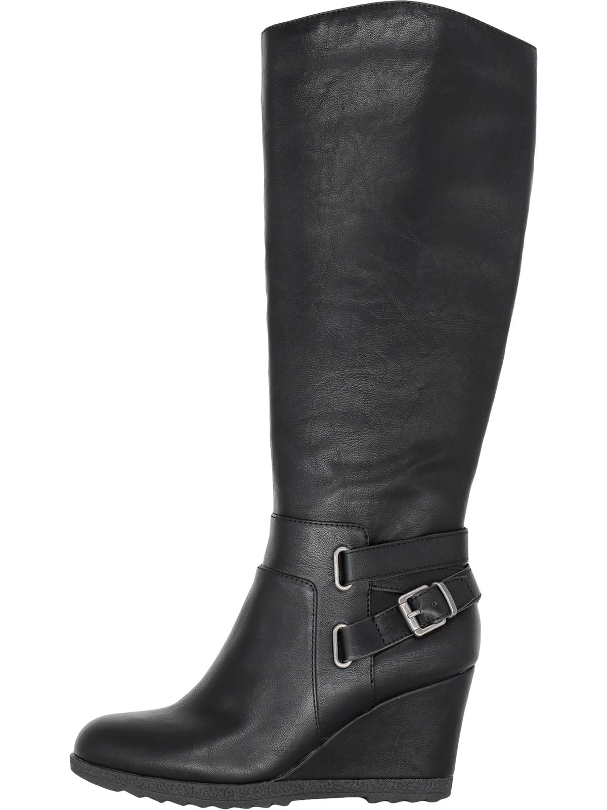 American Rag Women's Shoes Kyle Leather Closed Toe Knee High, Black sm, Size 8