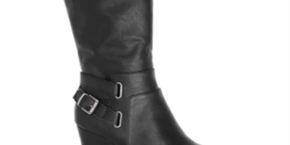 American Rag Women's Shoes Kyle Leather Closed Toe Knee High, Black sm, Size 8