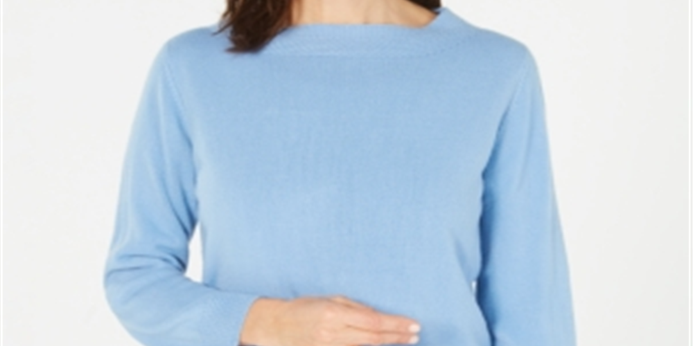 Karen Scott Women's Petite Boatneck Sweater Allure Blue Size Petite M