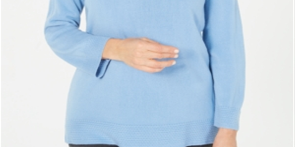 Karen Scott Women's Petite Boatneck Sweater Allure Blue Size Petite M