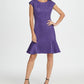 DKNY Women's Cap Sleeve Jewel Neck Knee Length Fit Flare Party Dress Purple Size 14