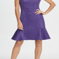 DKNY Women's Cap Sleeve Jewel Neck Knee Length Fit Flare Party Dress Purple Size 14
