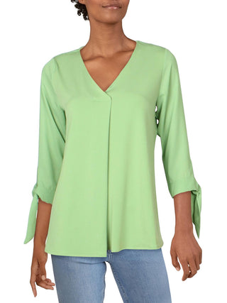 Alfani Women's Pintuck Tie Sleeves Top Green Size XS