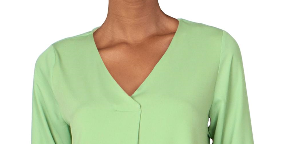 Alfani Women's Pintuck Tie Sleeves Top Green Size XS