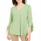 Alfani Women's Pintuck Tie Sleeves Top Green Size XS