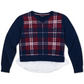 Tommy Hilfiger Big Girl's Cotton Plaid Peplum Sweater Blue Size 12-14