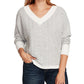 Vince Camuto Women's Long Sleeve V Neck Sweater White Size Large
