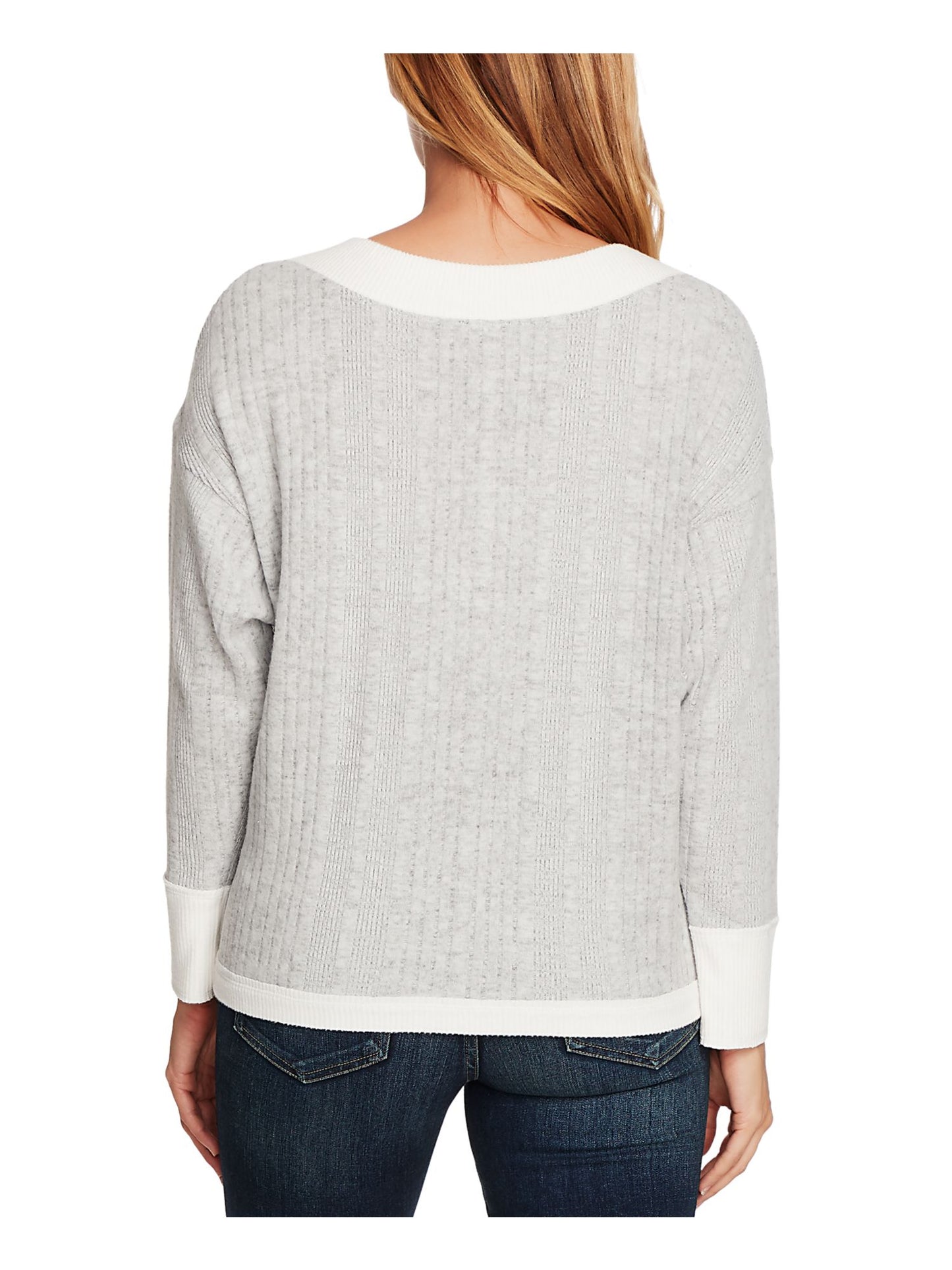 Vince Camuto Women's Long Sleeve V Neck Sweater White Size Large