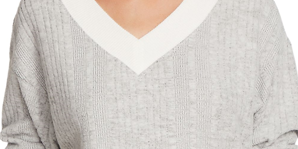 Vince Camuto Women's Long Sleeve V Neck Sweater White Size Large