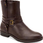 Style Company Womens Brown Buckle Accent Padded State Round Toe Block Heel Zip-up Booties 9.5 M