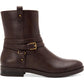 Style Company Womens Brown Buckle Accent Padded State Round Toe Block Heel Zip-up Booties 9.5 M
