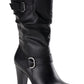 Style & Co Women's Buckle Accent Almond Toe Block Heel Zip up Dress Heeled Boots Black Size 5 M