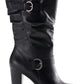 Style & Co Women's Buckle Accent Almond Toe Block Heel Zip up Dress Heeled Boots Black Size 5 M