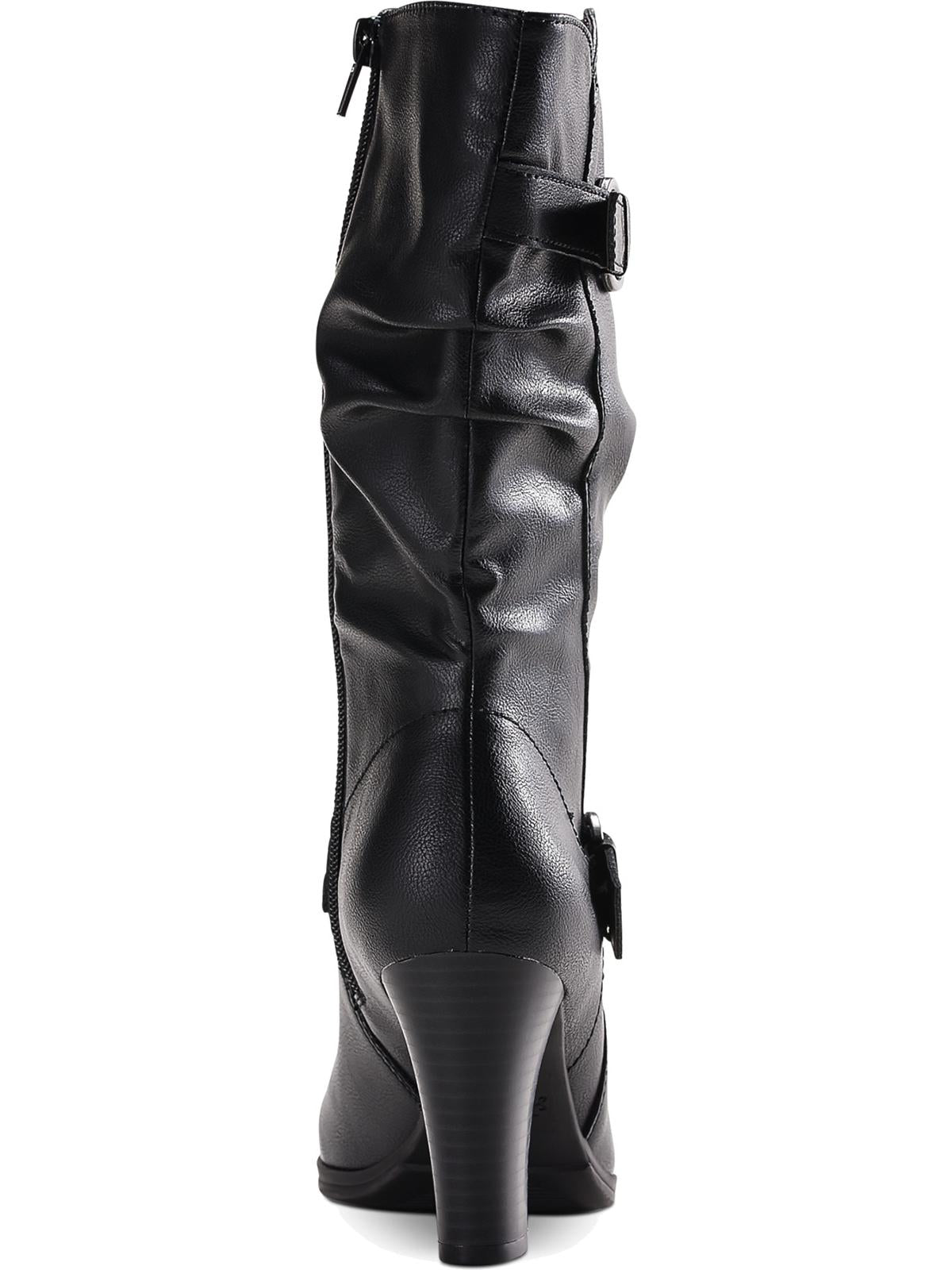Style & Co Women's Buckle Accent Almond Toe Block Heel Zip up Dress Heeled Boots Black Size 5 M