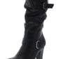 Style & Co Women's Buckle Accent Almond Toe Block Heel Zip up Dress Heeled Boots Black Size 5 M
