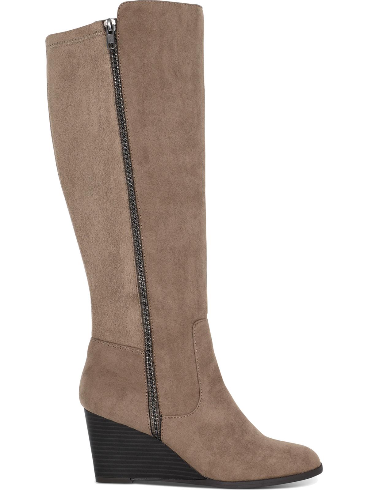 Style & Co Women's Zipper Accent Wynterr Round Toe Wedge Zip up Dress Boots Brown Size 8 M