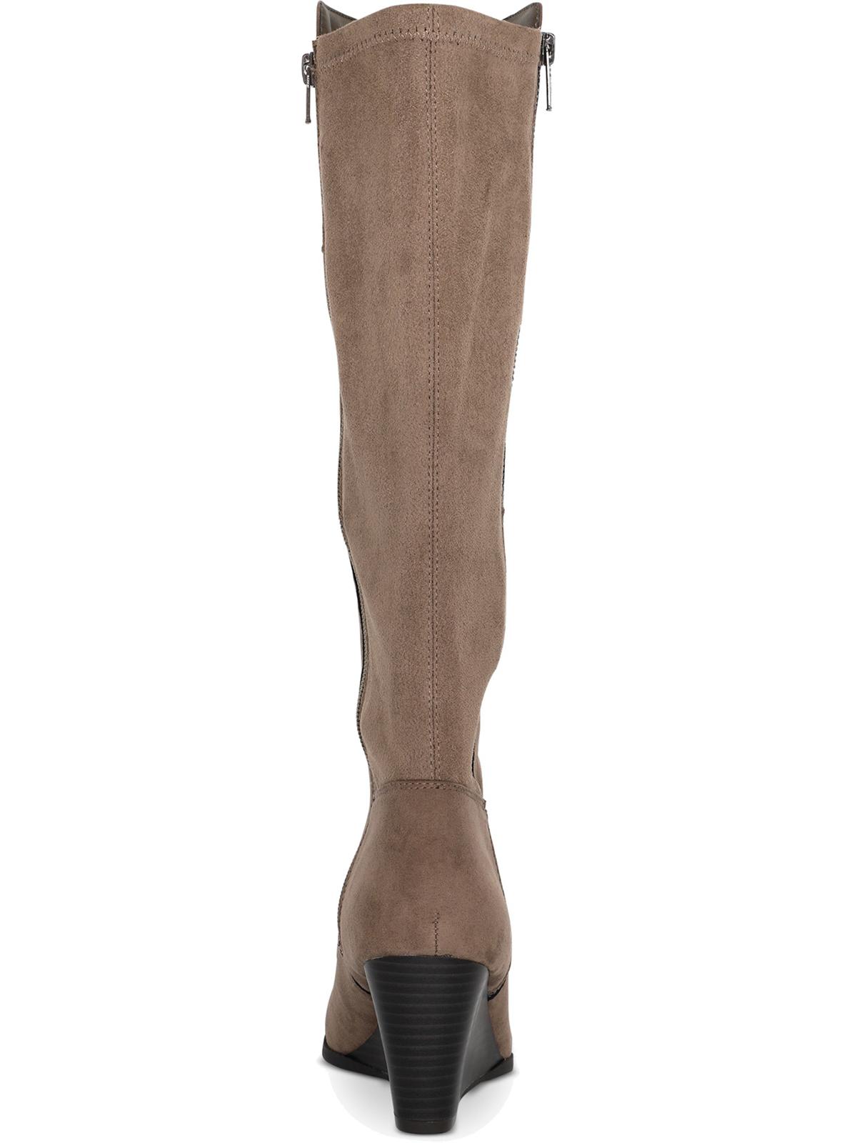 Style & Co Women's Zipper Accent Wynterr Round Toe Wedge Zip up Dress Boots Brown Size 8 M