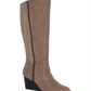 Style & Co Women's Zipper Accent Wynterr Round Toe Wedge Zip up Dress Boots Brown Size 8 M