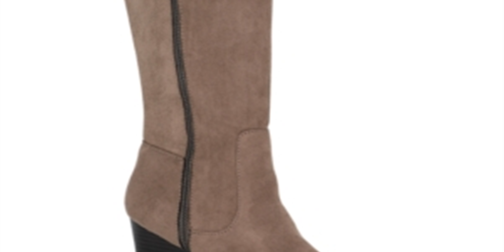 Style & Co Women's Zipper Accent Wynterr Round Toe Wedge Zip up Dress Boots Brown Size 8 M