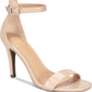 Material Girl Women's Ankle Strap Adjustable Blaire Square Toe Stiletto Buckle Dress Sandals Beige Size 8 M