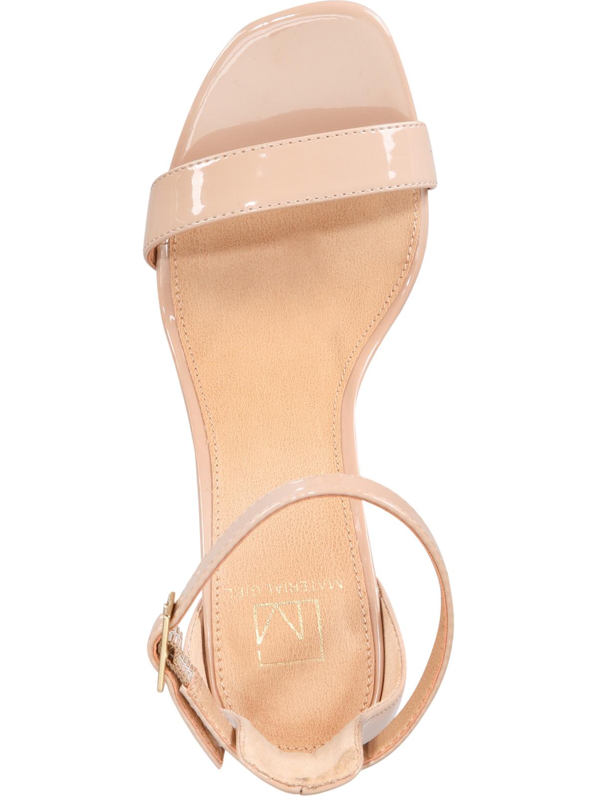 Material Girl Women's Ankle Strap Adjustable Blaire Square Toe Stiletto Buckle Dress Sandals Beige Size 8 M