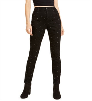 Bar III Women's Studded Skinny Ankle Pants Deep Black Size 8